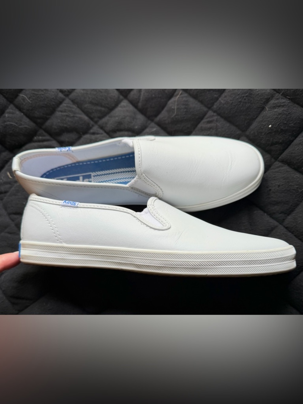 Keds White Slip-On Leather Sneakers, 6.5 - Picture 2 of 6